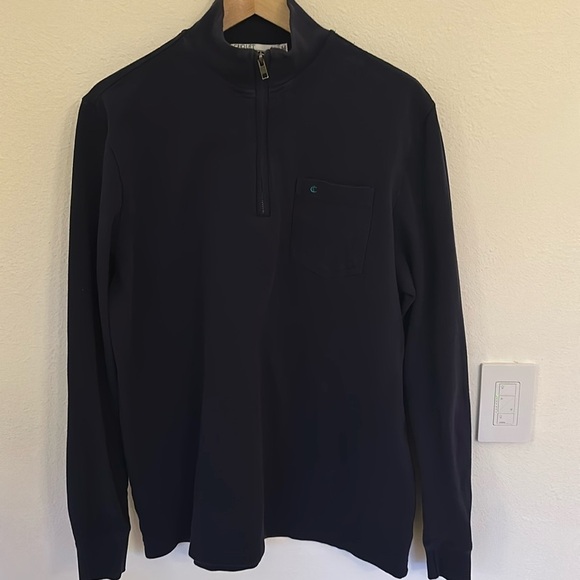 Criquet Golf Men’s Quarter-Zip Pullover – Navy Blue – Size Large Organic Cotton - Picture 1 of 6